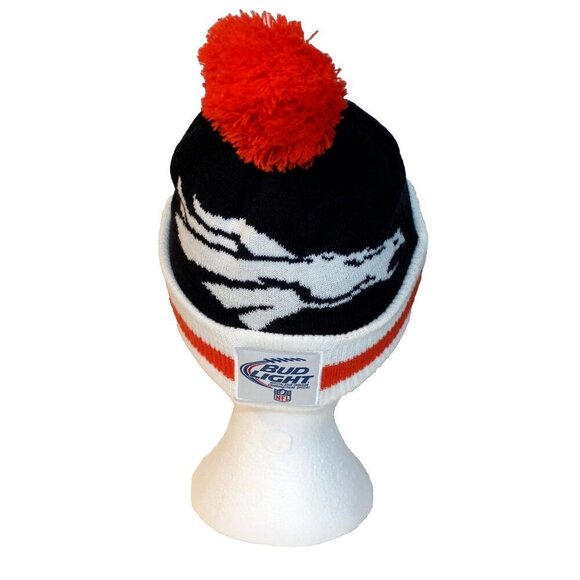 Denver Broncos Beanie Hat Cap Orange Cuffed Pom Pom Knit Football Bud Light - Picture 5 of 8
